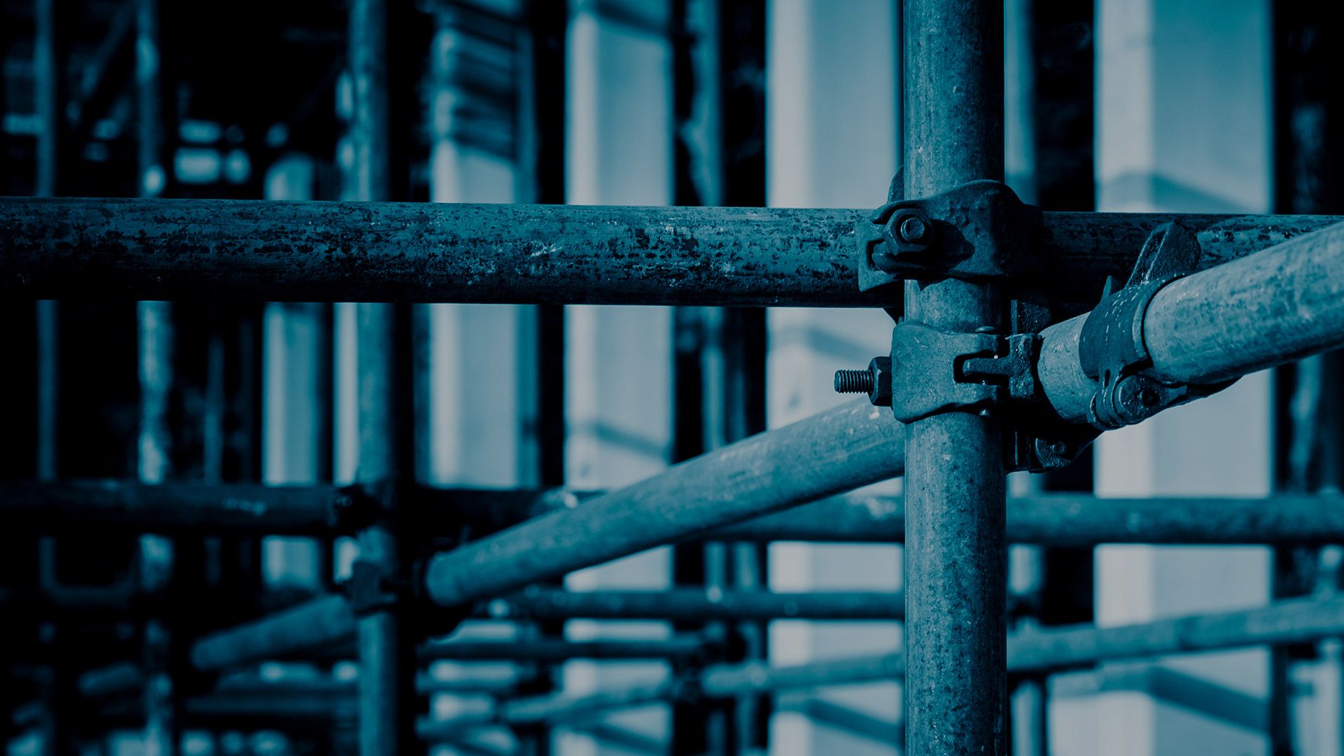 Gerüstbau Konstruktion aus Stahlrohren Detailansicht